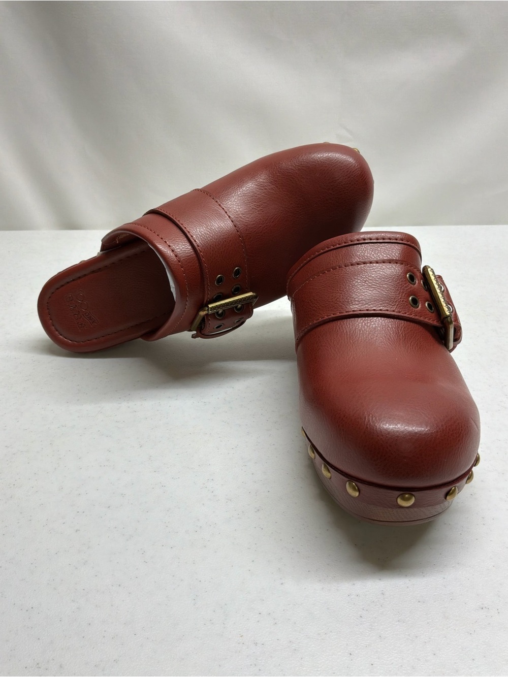 Frye and Co. Peyton Retro Studded Clog Mules with Buckle